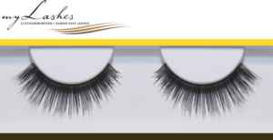 Schwarze Echthaar-Wimpernbänder myLashes GoldLine No. 1, dichte gleichmäßig geschwungene Wimpern, Paar falscher Wimpern