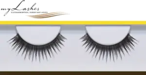 Tiefschwarze Echthaar-Wimpernbänder myLashes GoldLine No. 3, dichte spitz zulaufende Wimpern, Paar falscher Wimpern