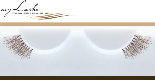 Braune Echthaar-Teilwimpern myLashes NaturalLine No. 7, natürliche Wimpernbüschel für helle bis mittlere Haar- und Hauttypen