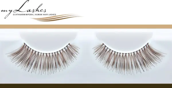 Braune Echthaar-Wimpernbänder myLashes NaturalLine No. 3 in braun und dunkelbraun, leicht angeschrägte falsche Wimpern