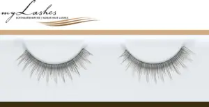 Dezente Echthaar-Wimpernbänder myLashes NaturalLine No. 5 in blond-braun-schwarzem Mix, feine kurze falsche Wimpern