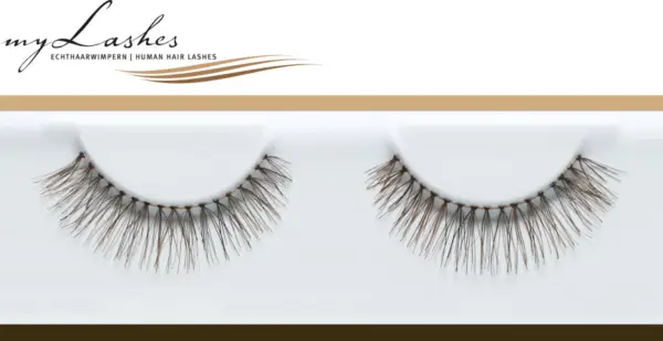 Natürliche Echthaar-Wimpernbänder myLashes NaturalLine No. 9 in blond-braunem Mix, feine falsche Wimpern für Blonde und Rothaarige